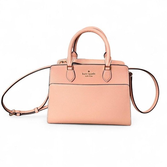 Kate Spade Blush Pink Saffiano Leather Satchel Crossbody Bag Gold Hardware Purse main image 5